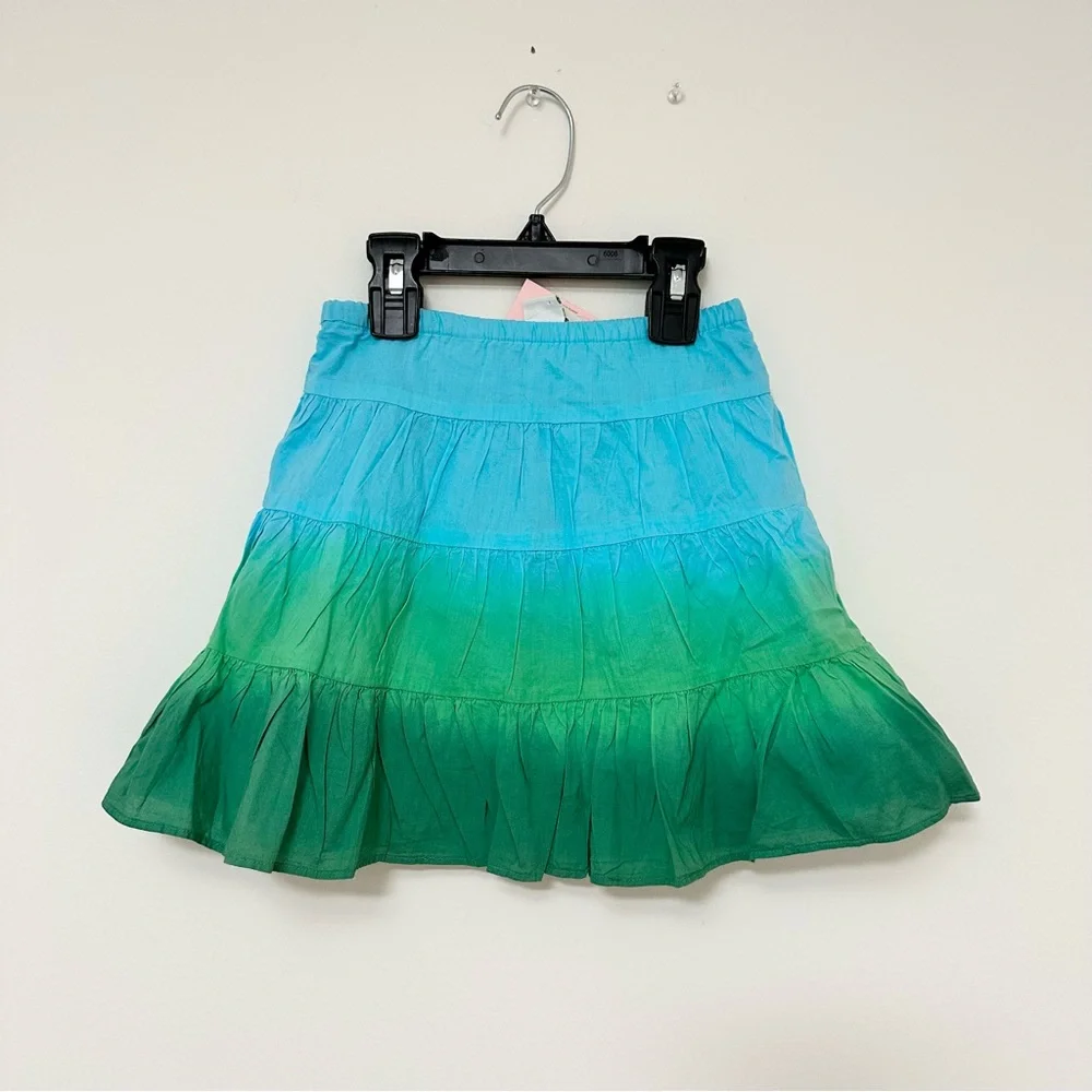 NEW Vintage Y2K Baby Gap Gradient Blue to Green Tiered Skirt Hand Dyed Bohemian